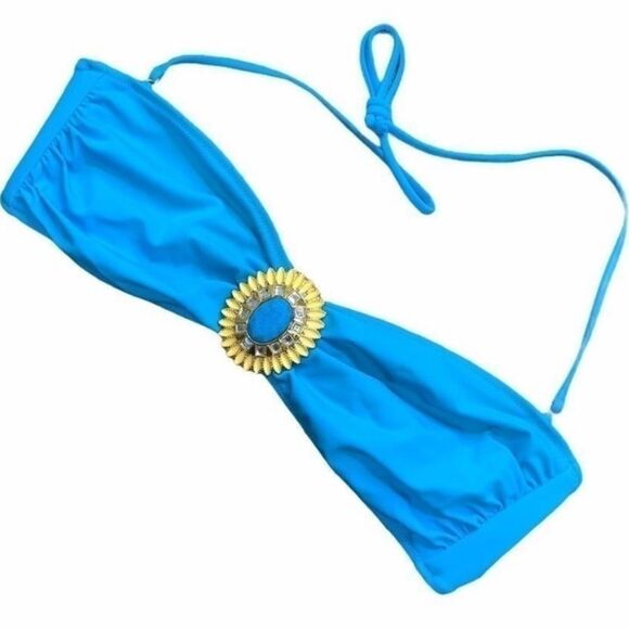 Victoria’s Secret Blue Halter Bandeau Bikini Top Size Large - Picture 1 of 4
